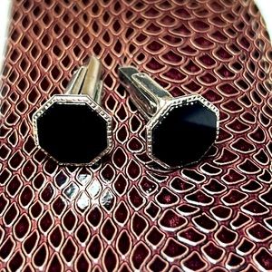 HP! Vintage Hickok Black and Silver tone cuff links